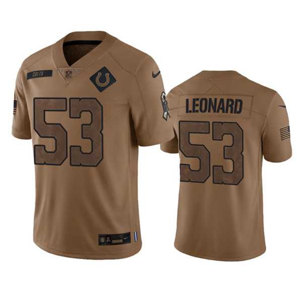 Mens Indianapolis Colts #53 Shaquille Leonard 2023 Brown Salute To Sertvice Limited Football Stitched Jersey Dyin->indianapolis colts->NFL Jersey